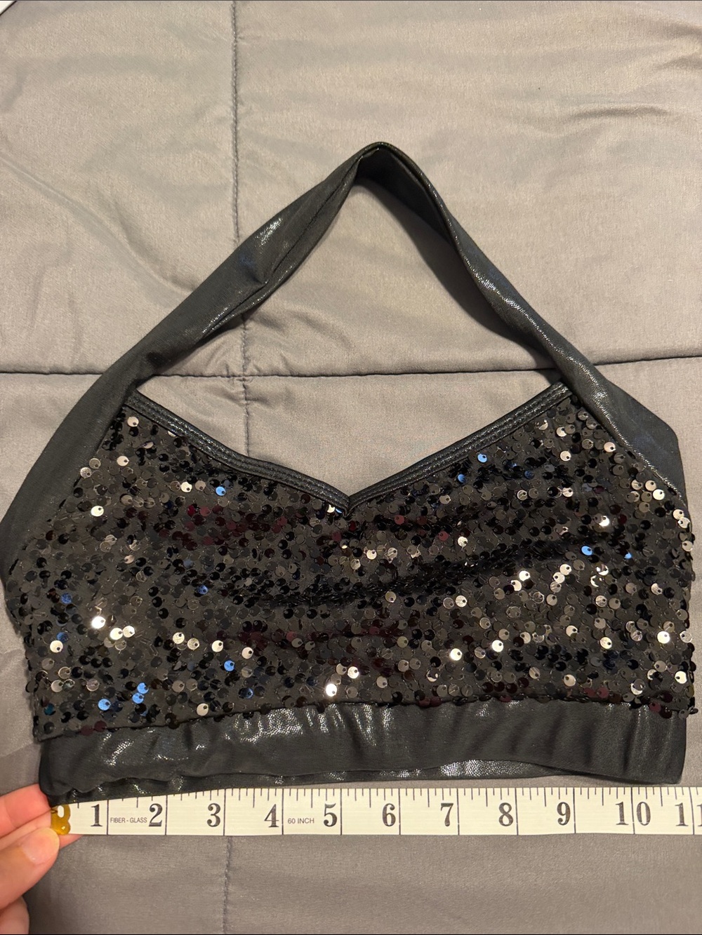 Black Sequin Halter Bralette Top
